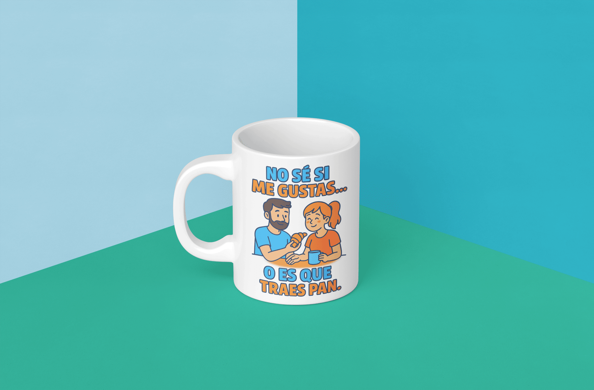 me-gustas Taza 'No sé si me gustas o es que traes pan' - Imagen 1