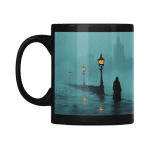 Taza Negra Pato Blue Puente en la Niebla