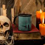 Taza Negra Pato Blue Puente en la Niebla - Imagen 5