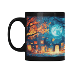 Taza Negra Pato Blue Portal de Calabazas Halloween