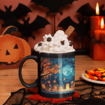 Taza Negra Pato Blue Portal de Calabazas Halloween - Imagen 4
