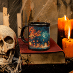 Taza Negra Pato Blue Portal de Calabazas Halloween - Imagen 5